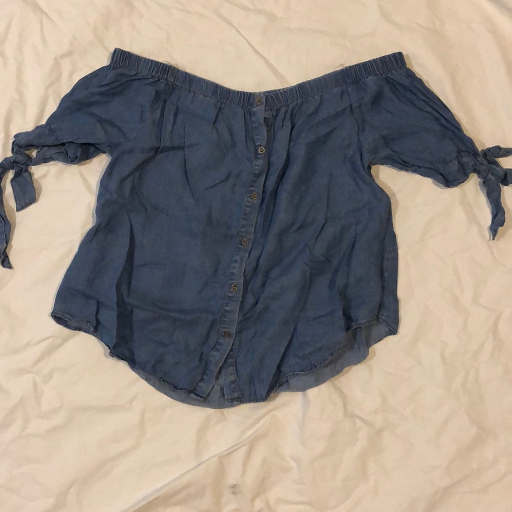 Blue off the shoulder top